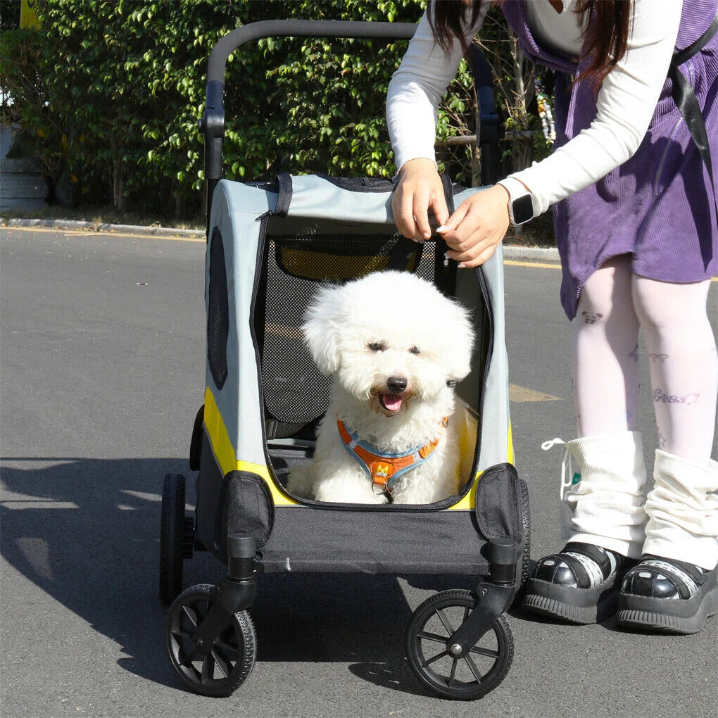 Cart with dog stroller foldable pet travel