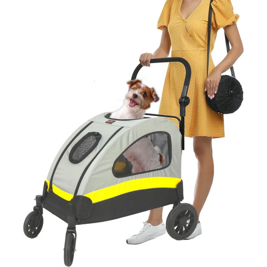 Dog Stroller Large Foldable Pet Travel Cart - Pet Care >