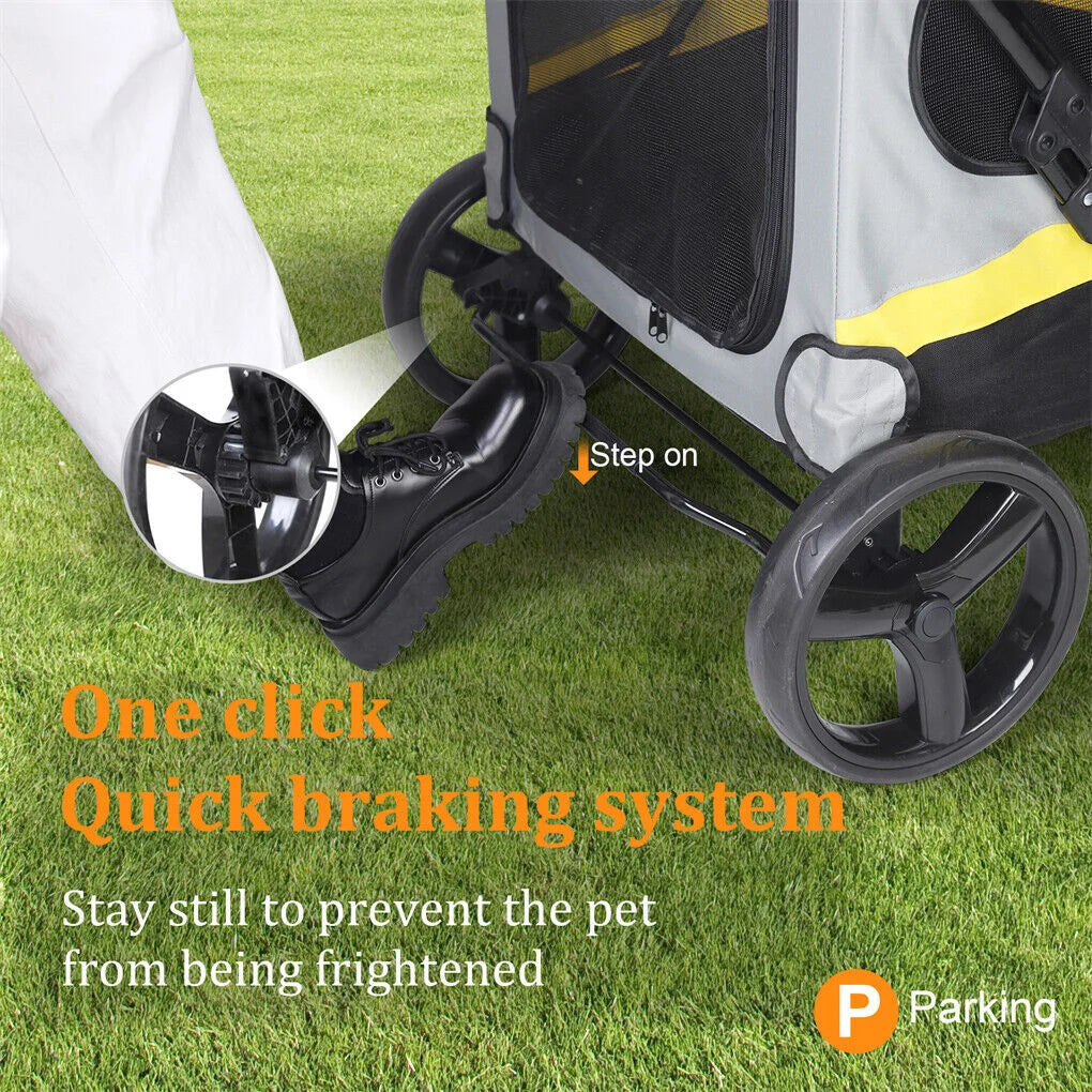Dog Stroller w Rain Cover Foldable Pet Cart