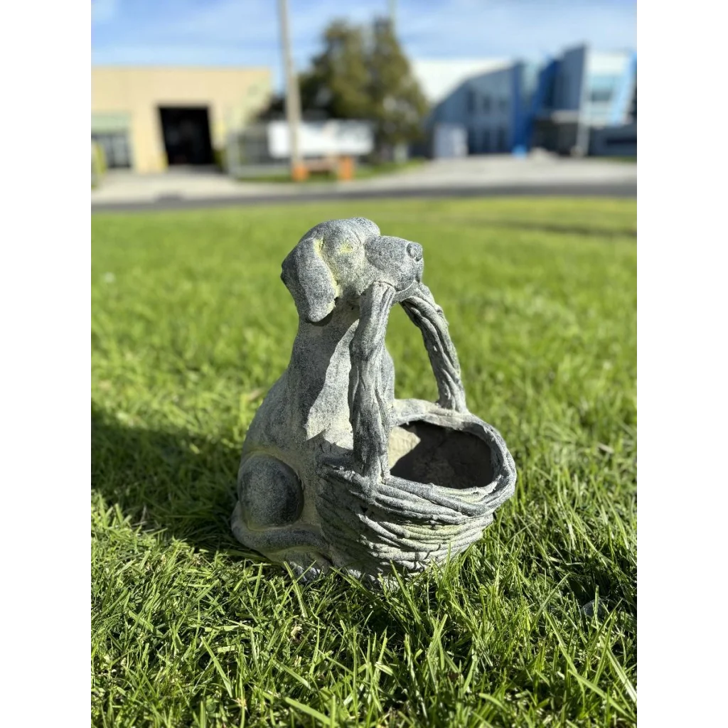 Dog with basket Planter - Home & Garden > Artificial Plants