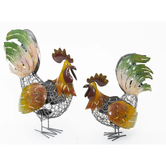 Doodle Doo & Peck Metal Candle Holder - 2 Piece Set