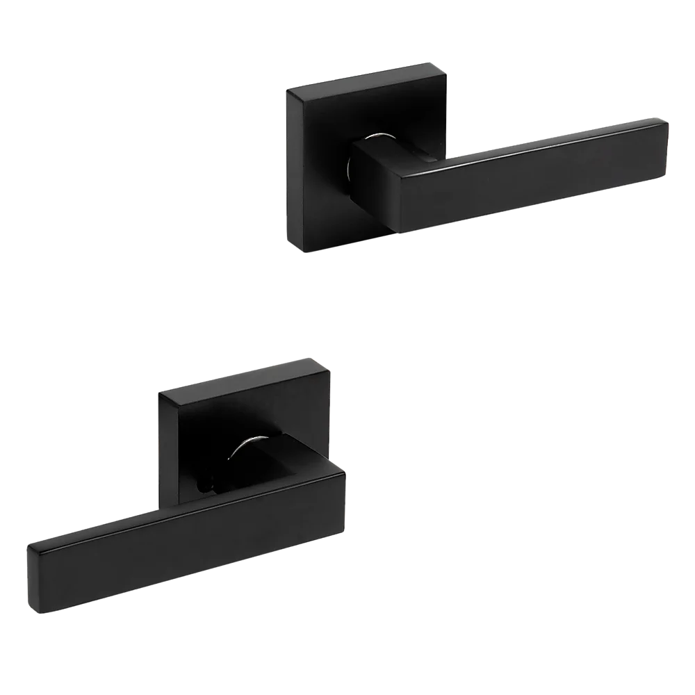 Door Handle Set - Lever Passage Function Square - Black