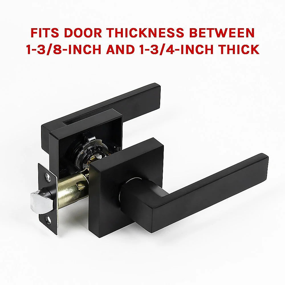 Door Handle Set - Lever Passage Function Square - Black
