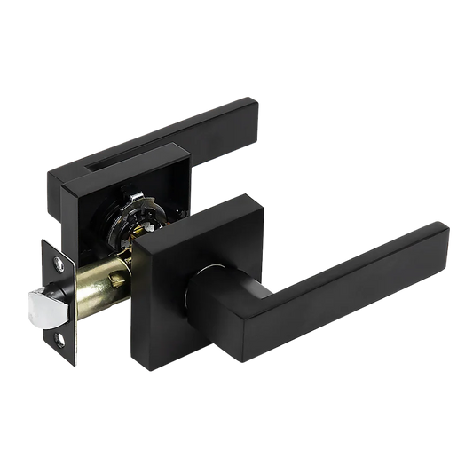 Door Handle Set - Lever Passage Function Square - Black