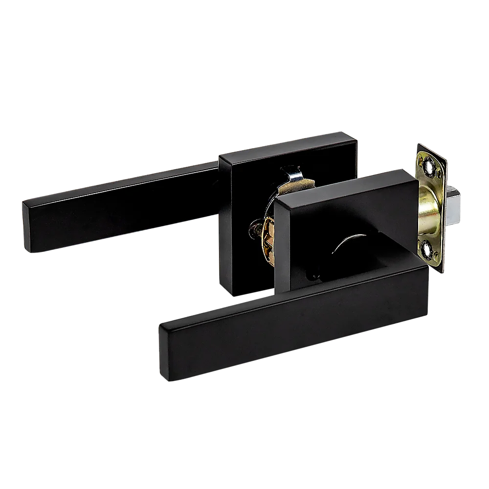 Door Handle Set - Lever Passage Function Square - Black