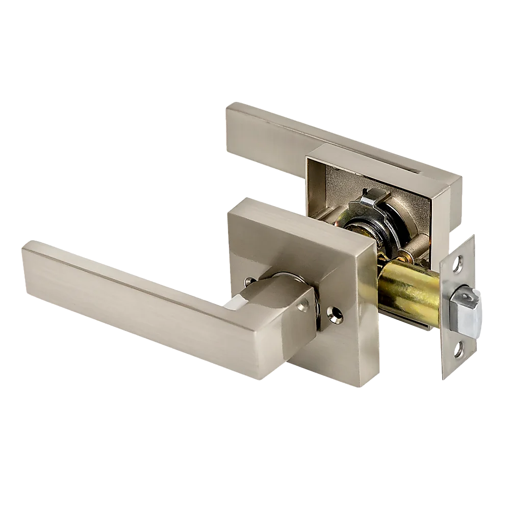 Door Handle Set - Lever Passage Function Square - Satin