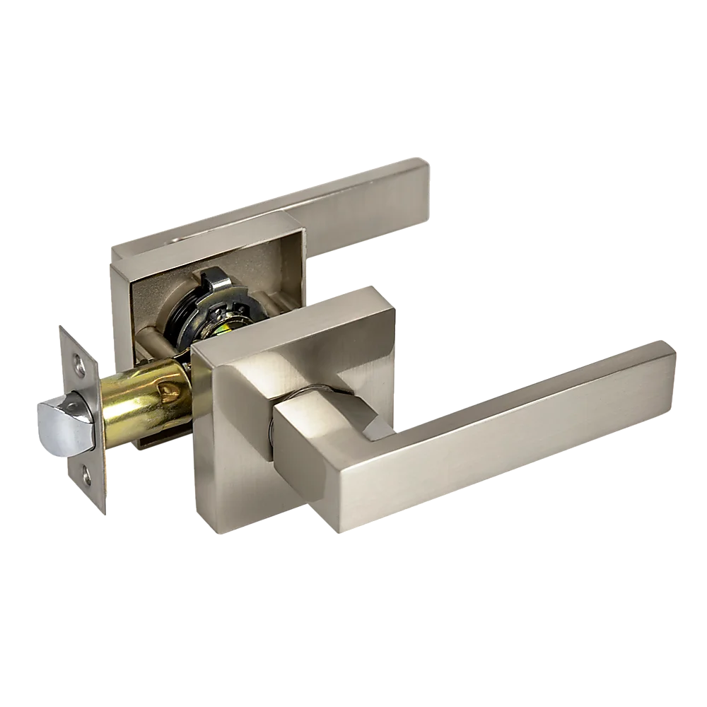 Door Handle Set - Lever Passage Function Square - Satin