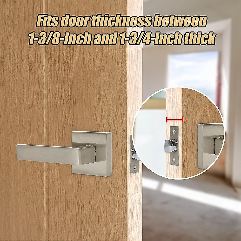 Door Handle Set - Lever Passage Function Square - Satin