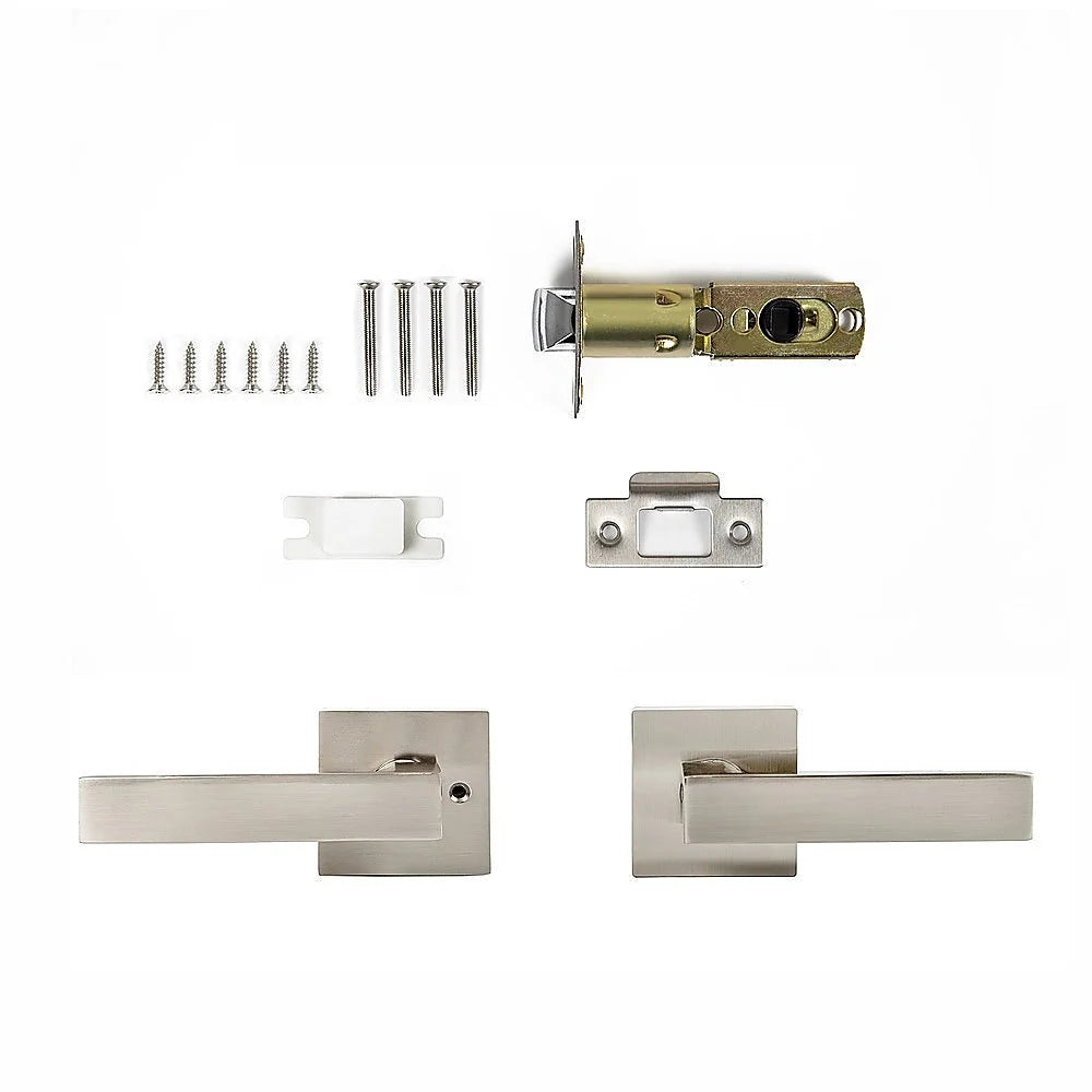 Door Handle Set - Lever Passage Function Square - Satin