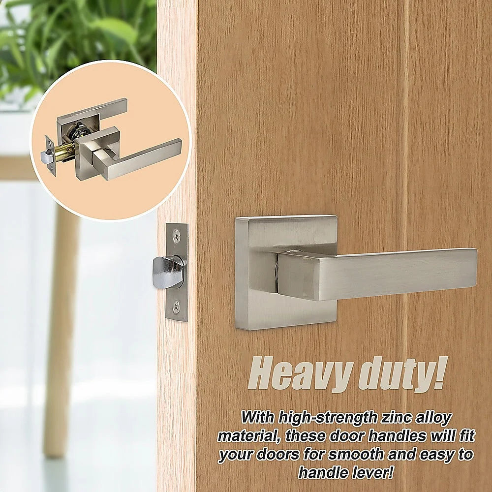Door Handle Set - Lever Passage Function Square - Satin