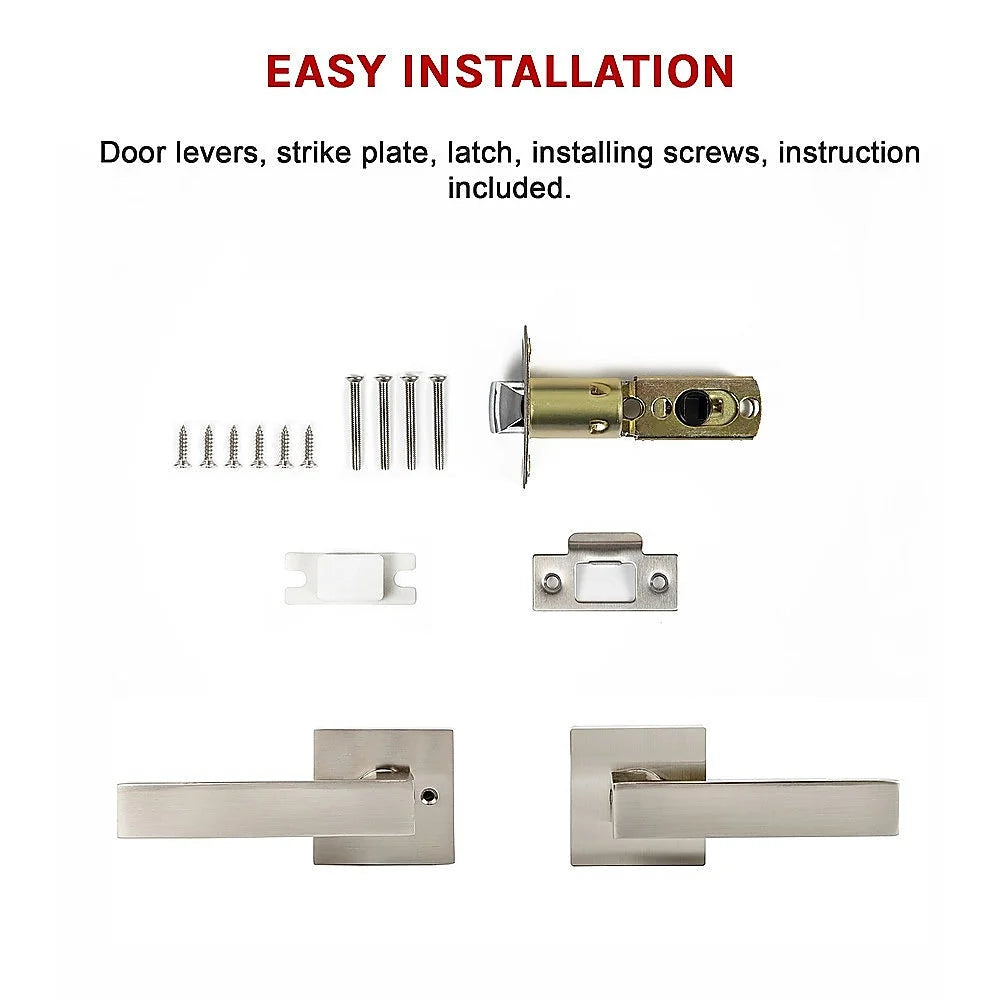 Door Handle Set - Lever Passage Function Square - Satin