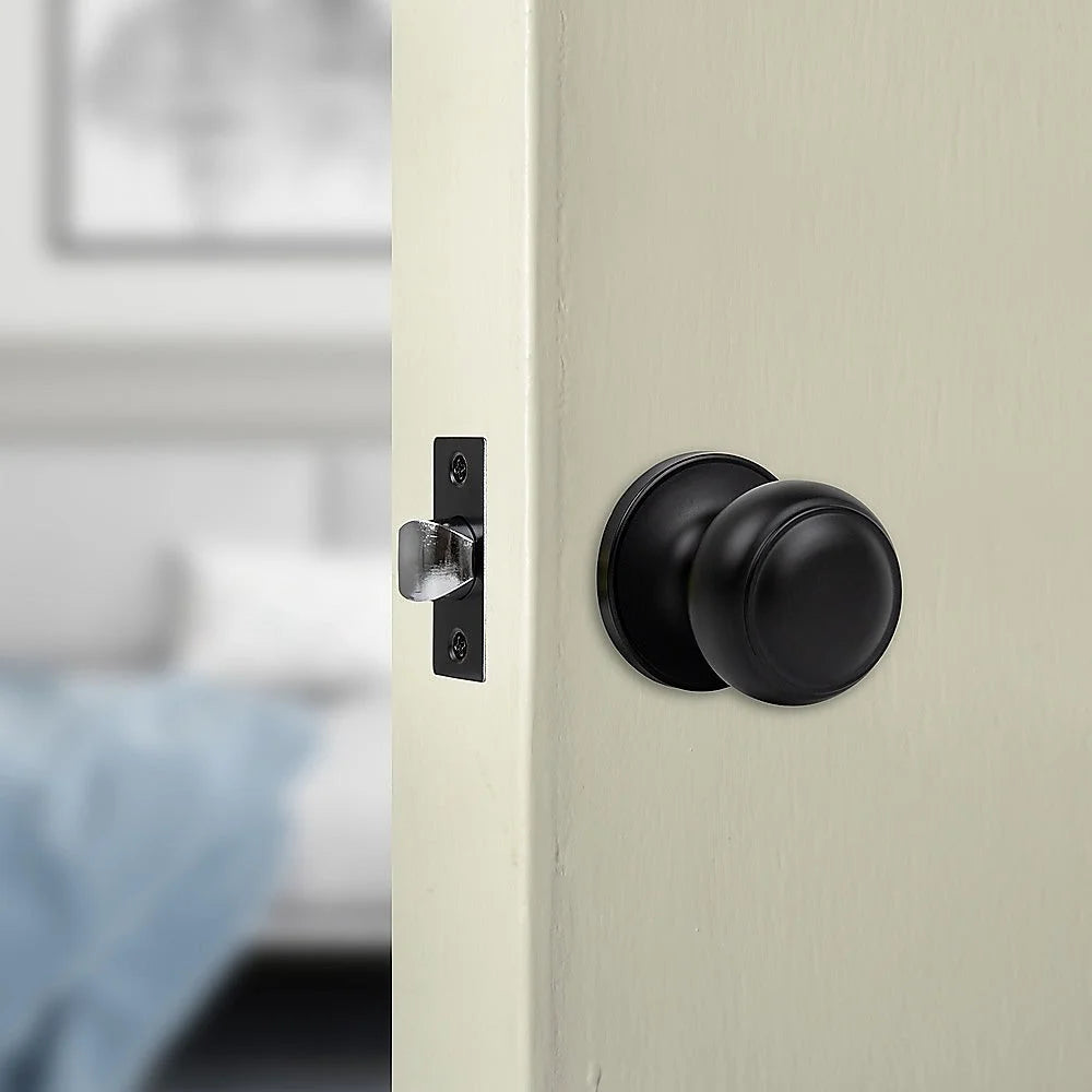 Door Handle Set - Passage Function Round - Black - Home &