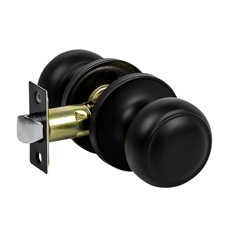 Door Handle Set - Passage Function Round - Black - Home &