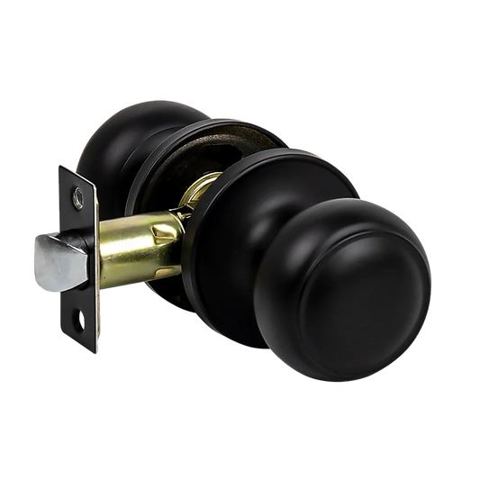 Door Handle Set - Passage Function Round - Black - Home &