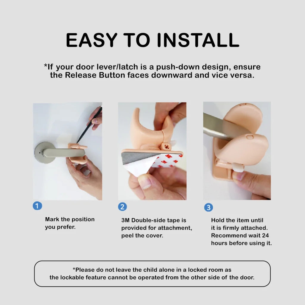 Door Lever Lock Pet Child Proof Adhesive Kid Safety Handle