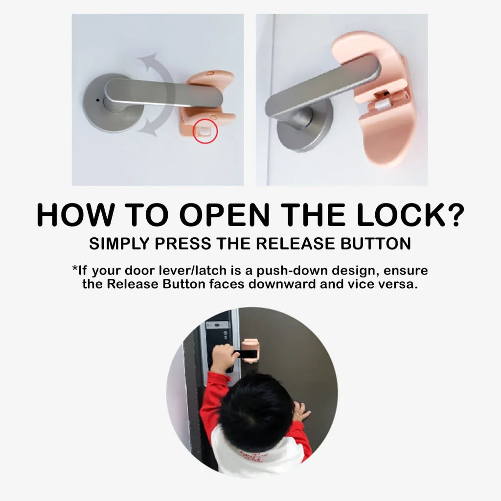 Door Lever Lock Pet Child Proof Adhesive Kid Safety Handle