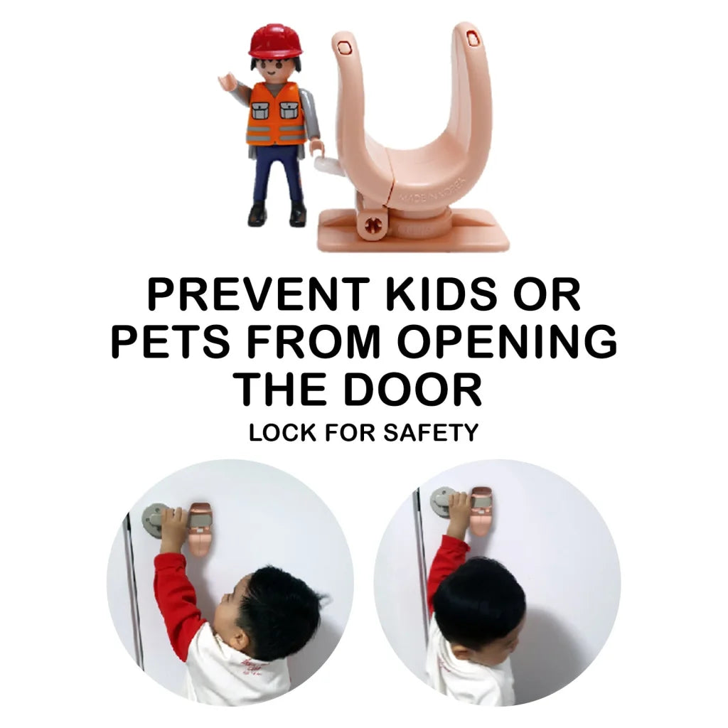 Door Lever Lock Pet Child Proof Adhesive Kid Safety Handle