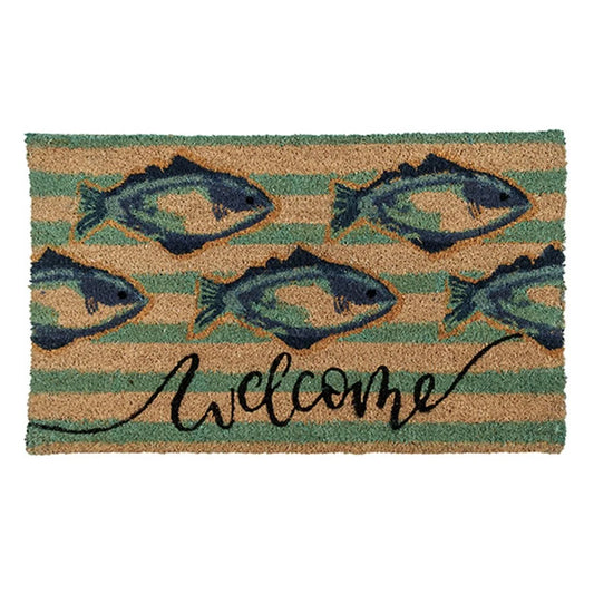 Doormat 2x Front Door Entryway Cursive Natural Coconut Coir