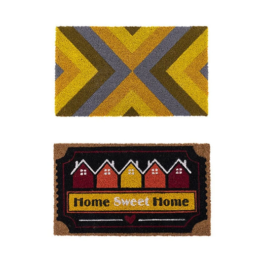 Doormat Set of 2 for Front Door Entryway Cursive Natural