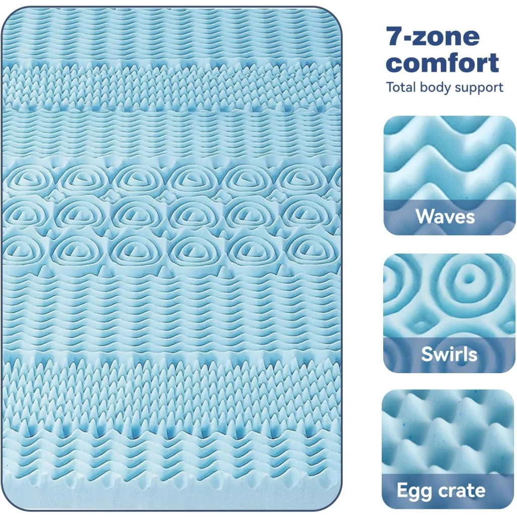 Double Bamboo Memory Foam Mattress Topper 7-Zone 8cm