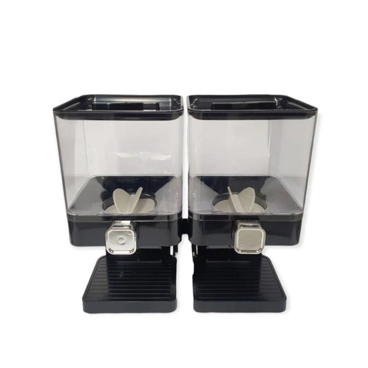 Double Cereal Dispenser 2 x 3.7L Black - Square Rice Beans