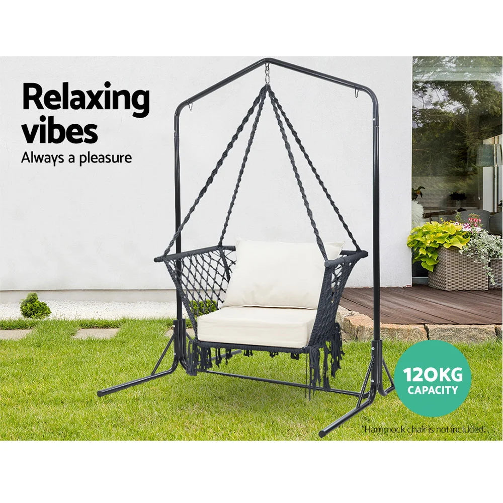 Double Hammock Chair Stand Steel Frame 2 Person Outdoor