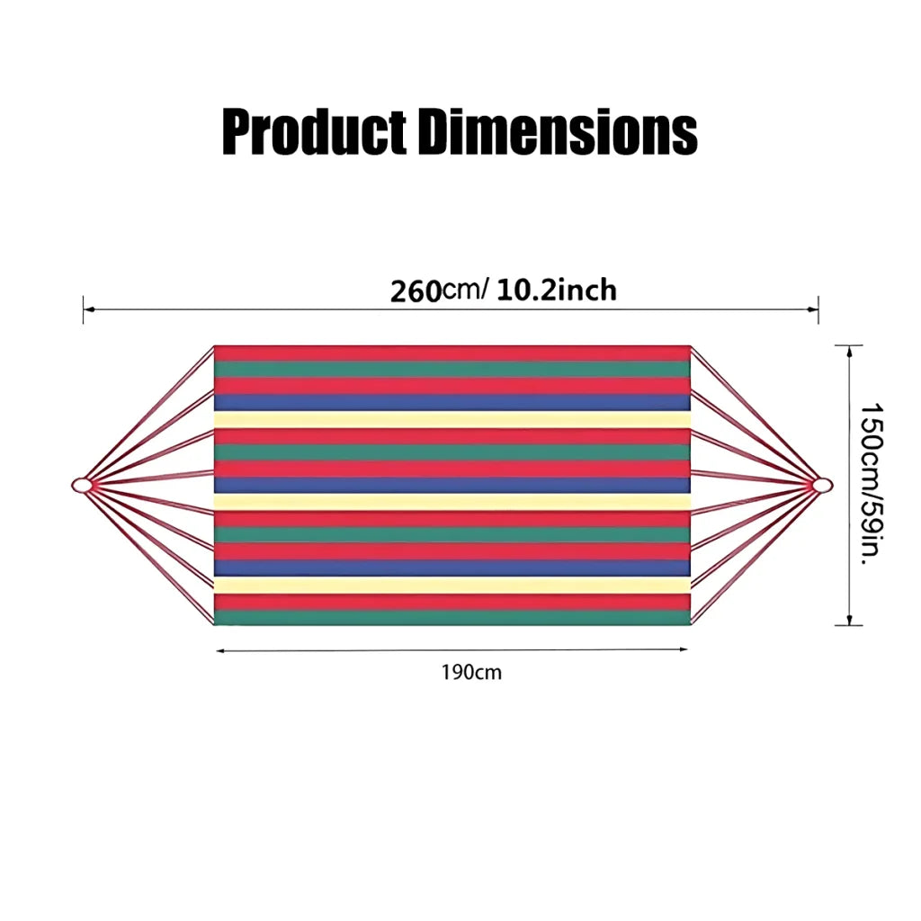Double Outdoor Hammock 260x150cm with Straps for Camping