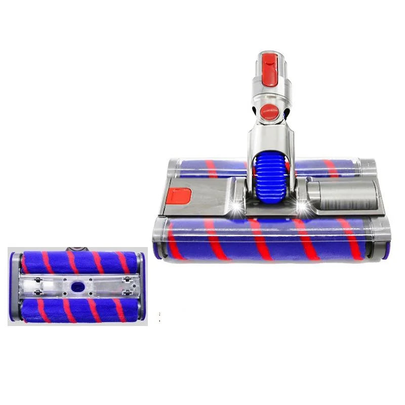 Double Roller Soft Velvet Floor Brush with LED