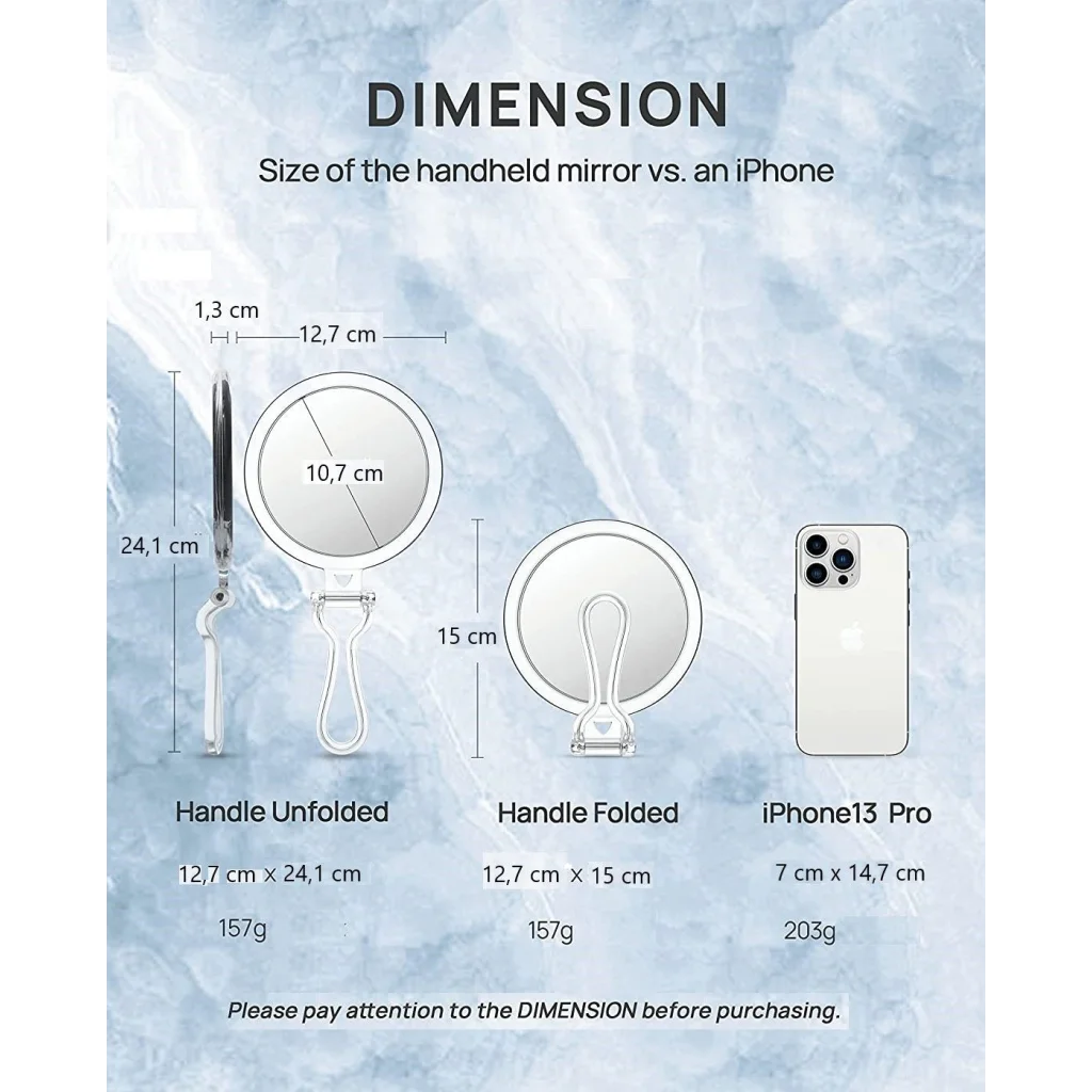 Double-Sided 1X/20X Magnifying Foldable Makeup Mirror