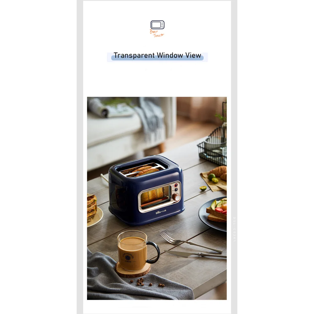 Double Slots Bread Toaster with Glass Window BEAR DSL-C02X1