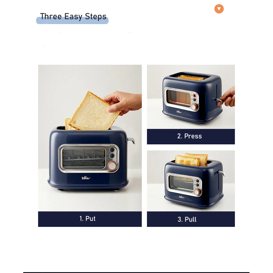 Double Slots Bread Toaster with Glass Window BEAR DSL-C02X1