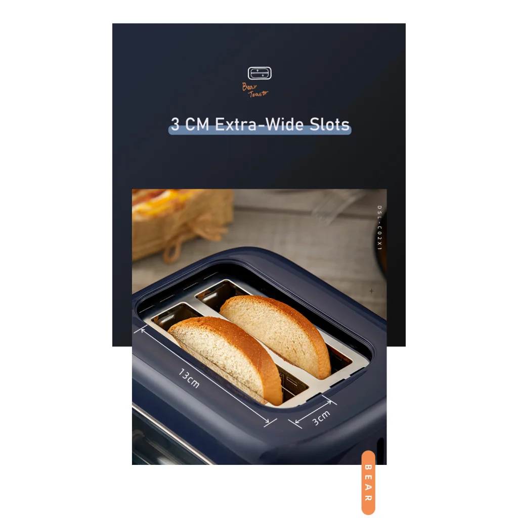 Double Slots Bread Toaster with Glass Window BEAR DSL-C02X1
