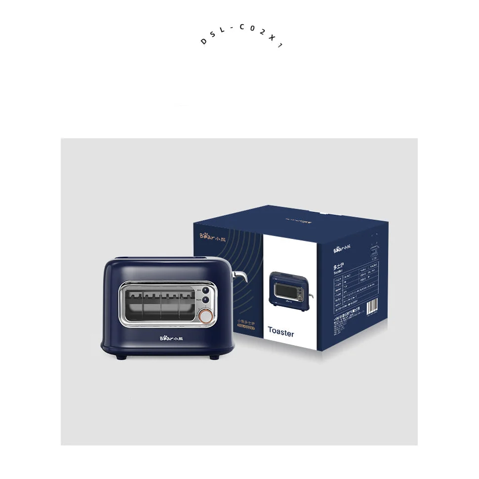 Double Slots Bread Toaster with Glass Window BEAR DSL-C02X1