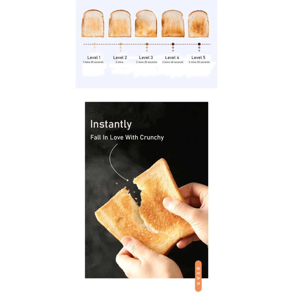 Double Slots Bread Toaster with Glass Window BEAR DSL-C02X1