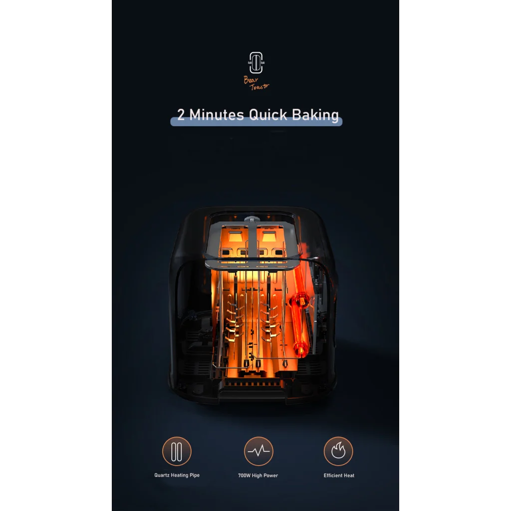 Double Slots Bread Toaster with Glass Window BEAR DSL-C02X1