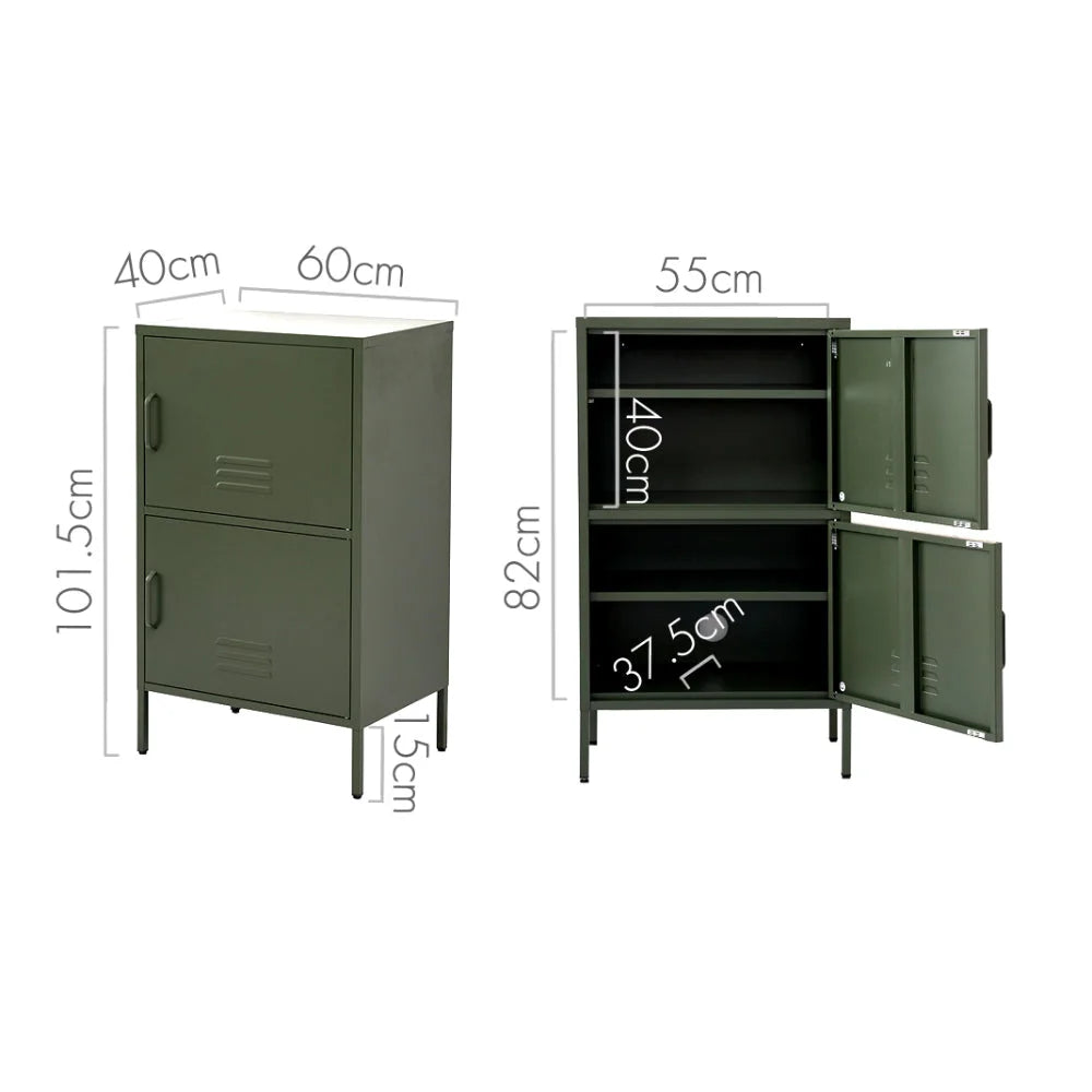 Double Storage Cabinet Shelf Organizer Bedroom - Green