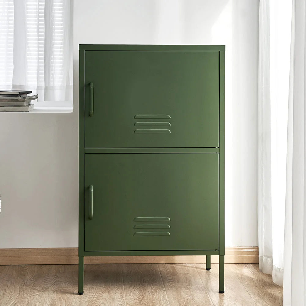 Double Storage Cabinet Shelf Organizer Bedroom - Green