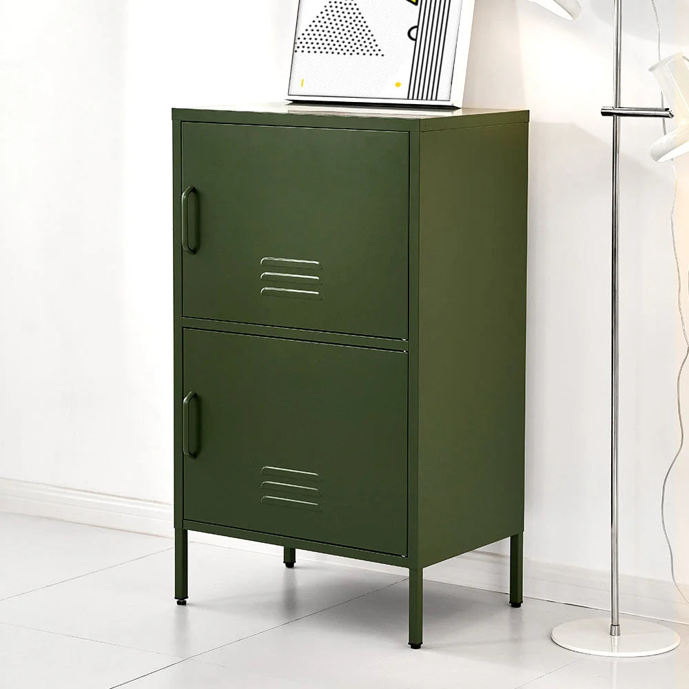 Double Storage Cabinet Shelf Organizer Bedroom - Green