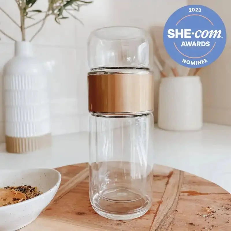 Double Wall Glass Tea Infuser Bottle - Home & Garden