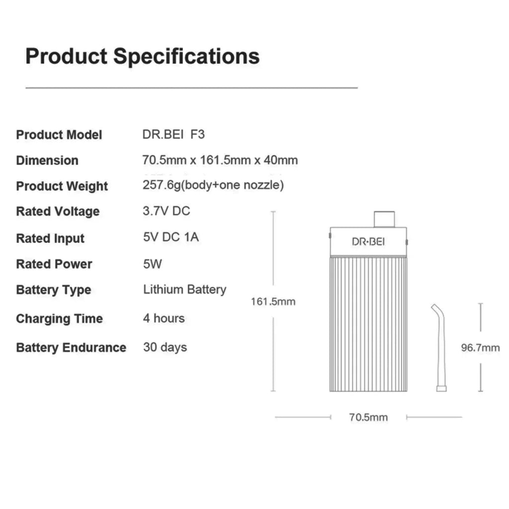 DR.BEI Portable Water Flosser GF3 - Health & Beauty >