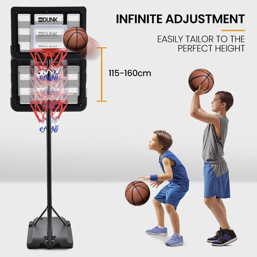 DR. DUNK Portable Kids Basketball Hoop Stand System 1.15m
