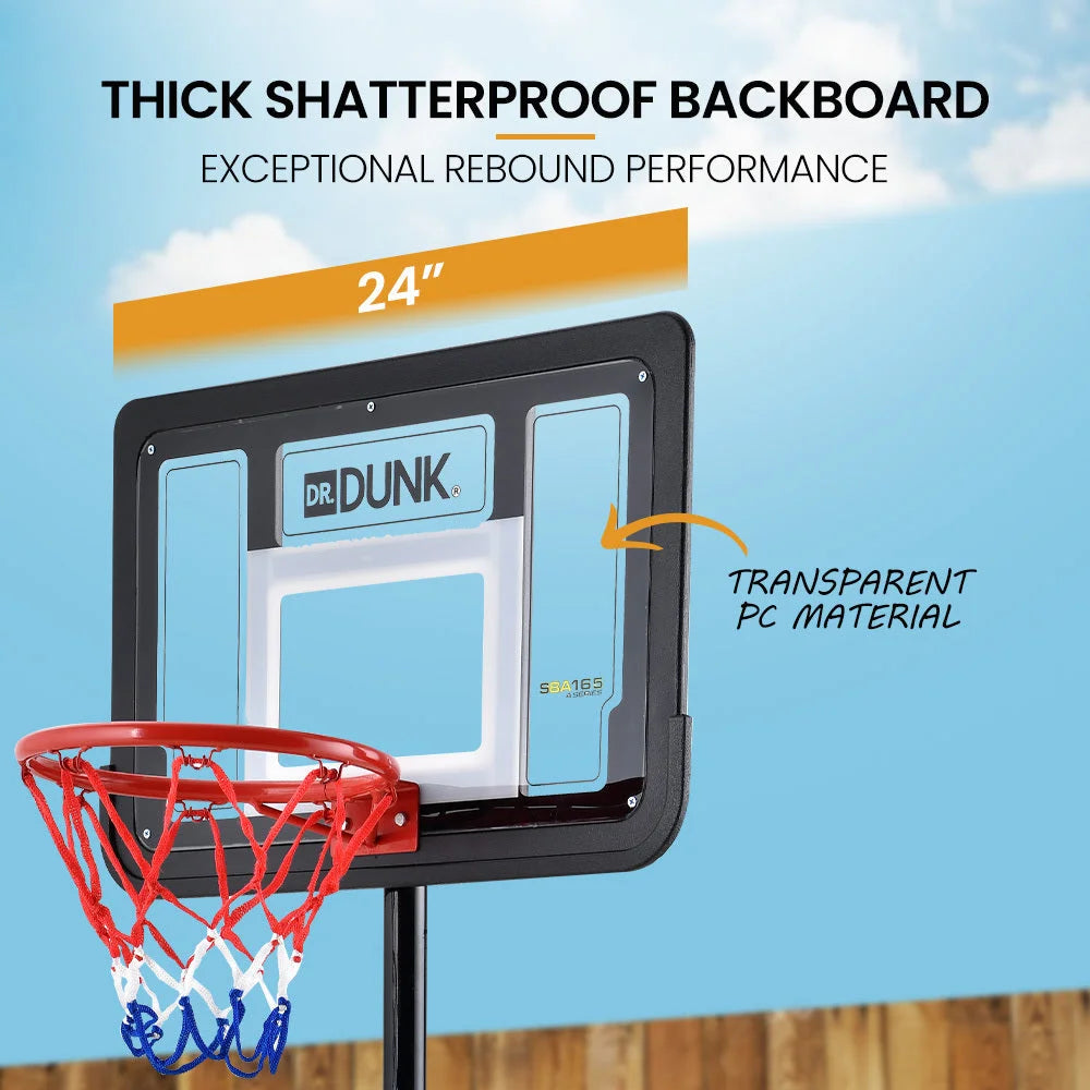 DR. DUNK Portable Kids Basketball Hoop Stand System 1.15m