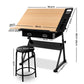 Drafting Table with Stool Tilt Natural/Black - Office