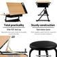 Drafting Table with Stool Tilt Natural/Black - Office