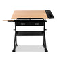 Drafting Table with Stool Tilt Natural/Black - Office