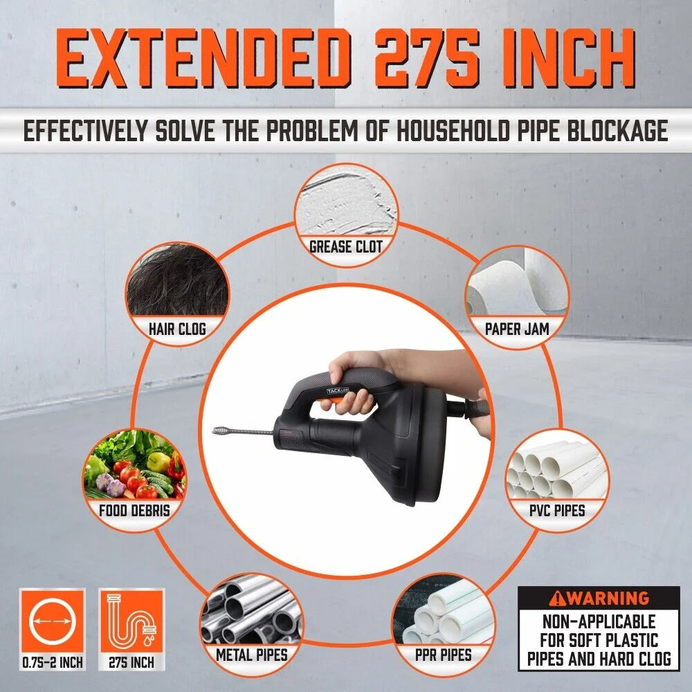 Drain Cleaner Auger Plumbing Unblocker Sewage Pipe Cleaning