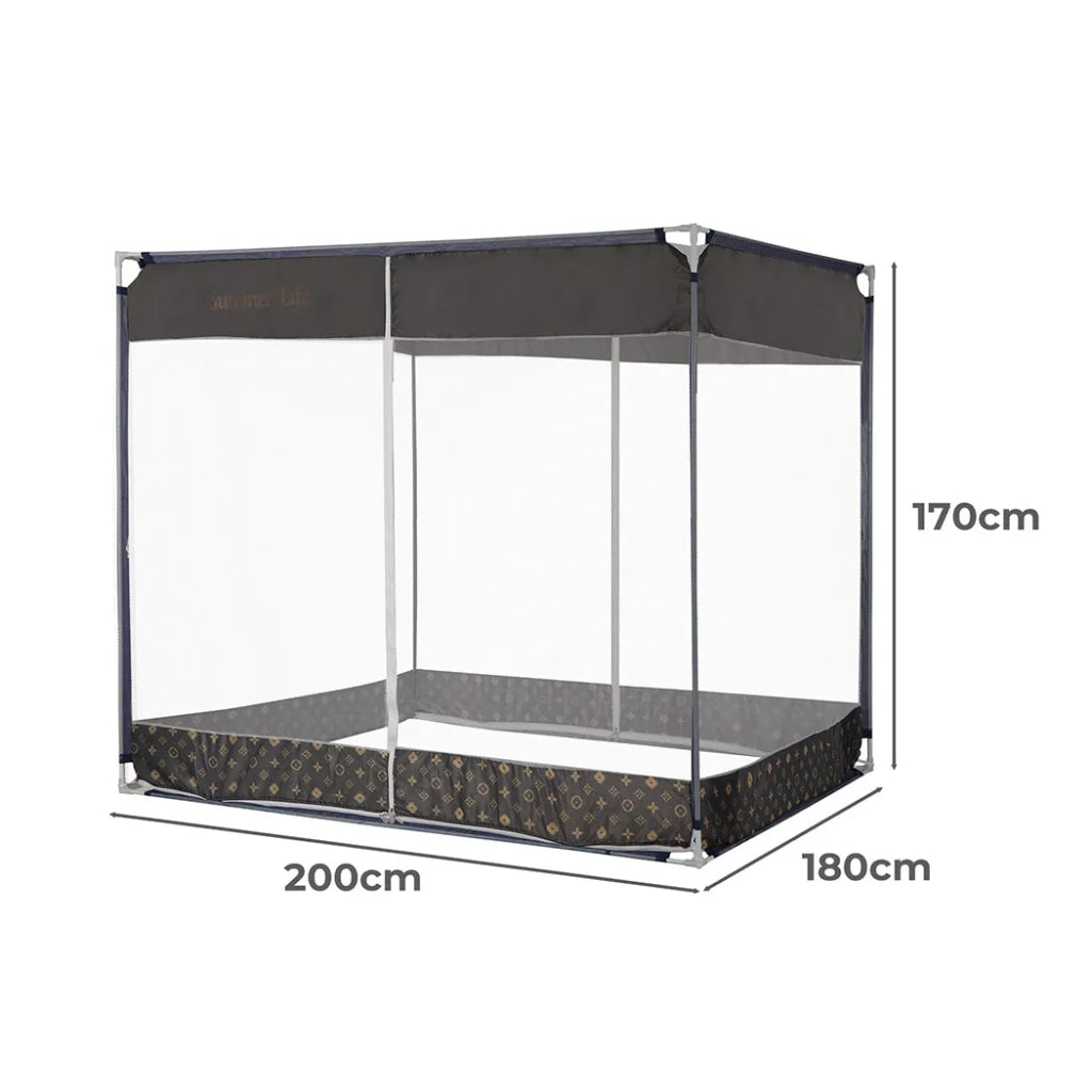 Dreamz Mosquito Bed Nets Foldable Canopy Square Grey-1973193961803747330
