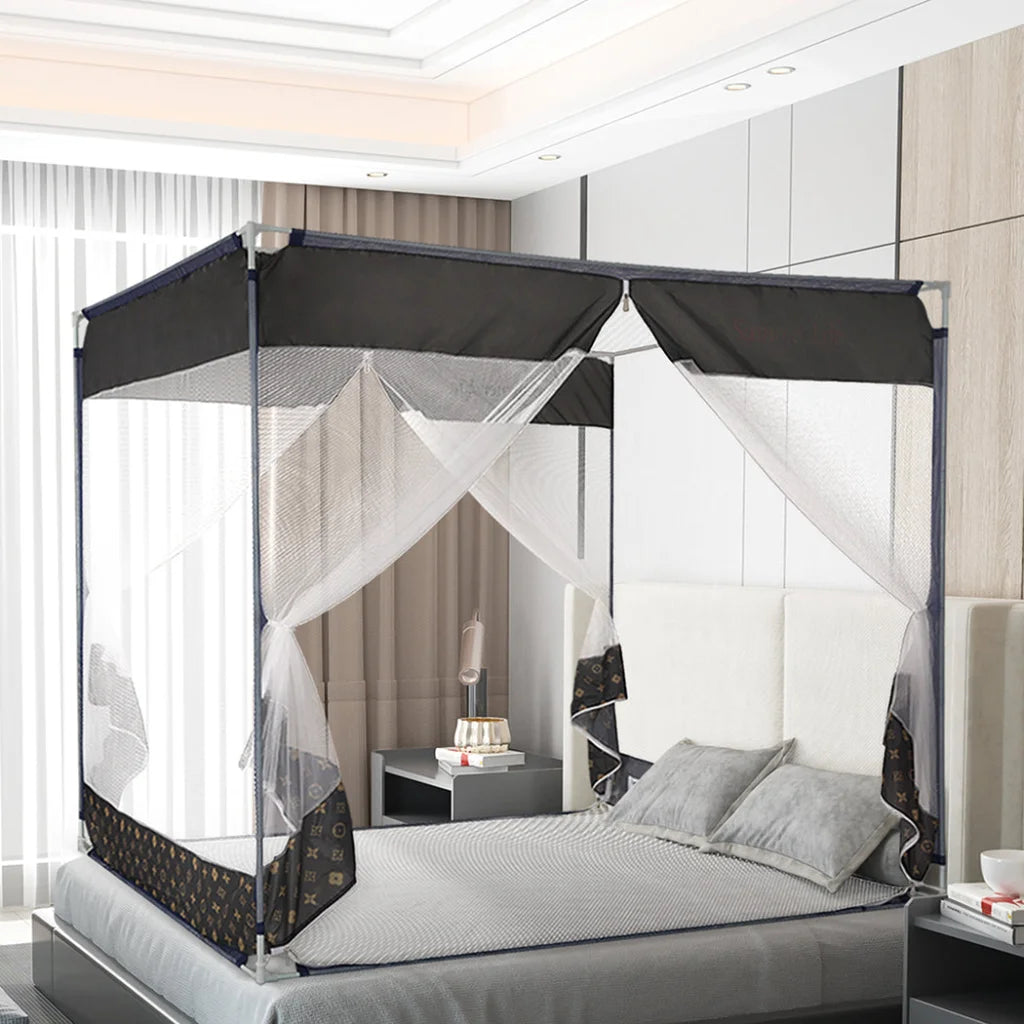 Dreamz Mosquito Bed Nets Foldable Canopy Square Grey-1973193962177040391