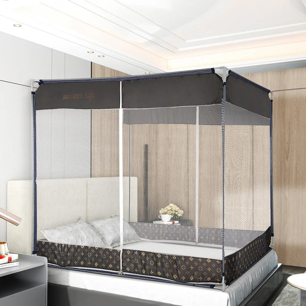 Dreamz Mosquito Bed Nets Foldable Canopy Square Grey-1973193961803747334
