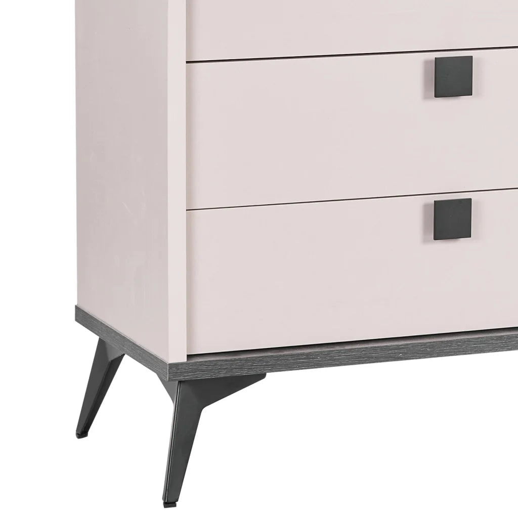 Dressing Chest With 6 Storage Drawers MDF Mirror